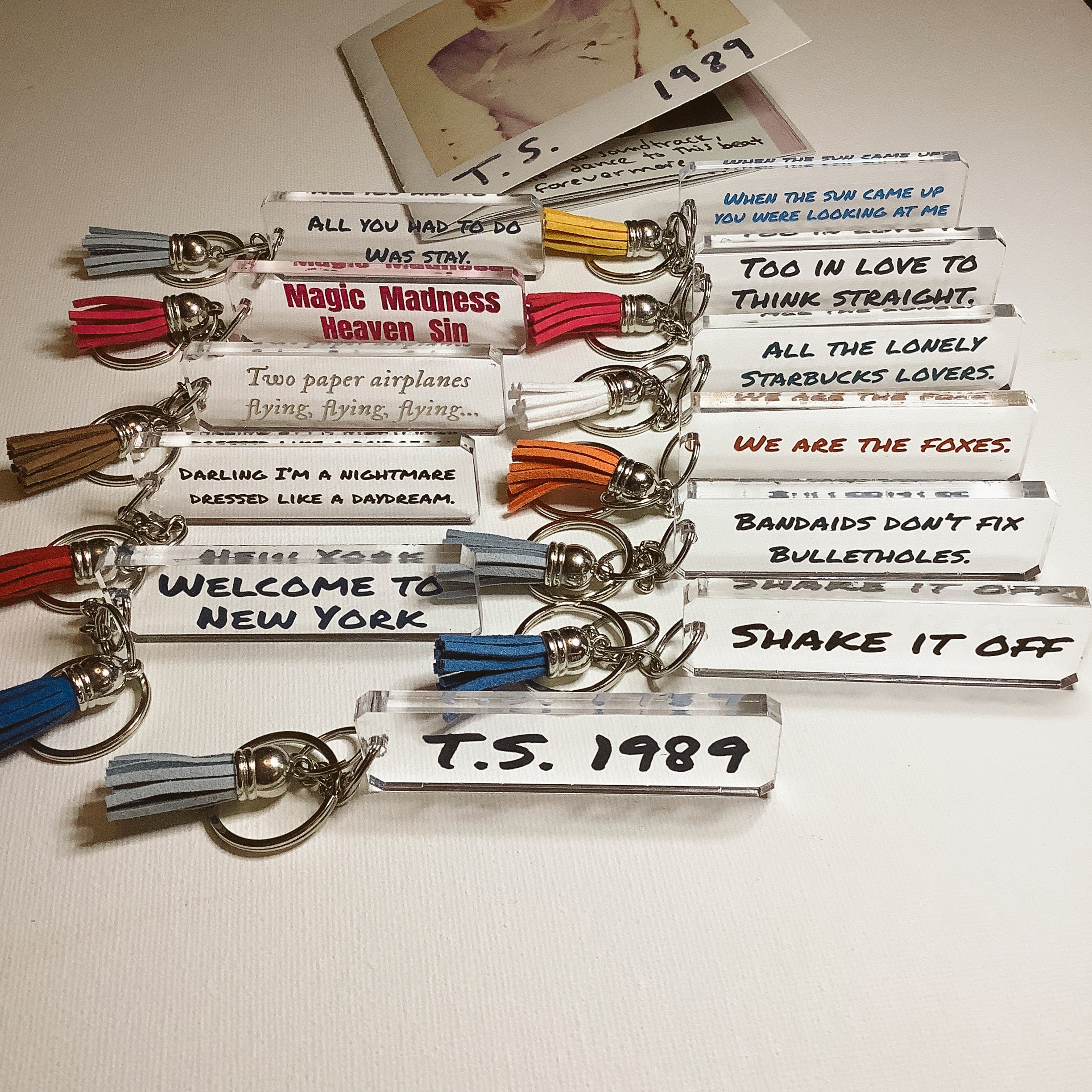 Taylor Inspired 1989 TV or Red Album Keychains NEW